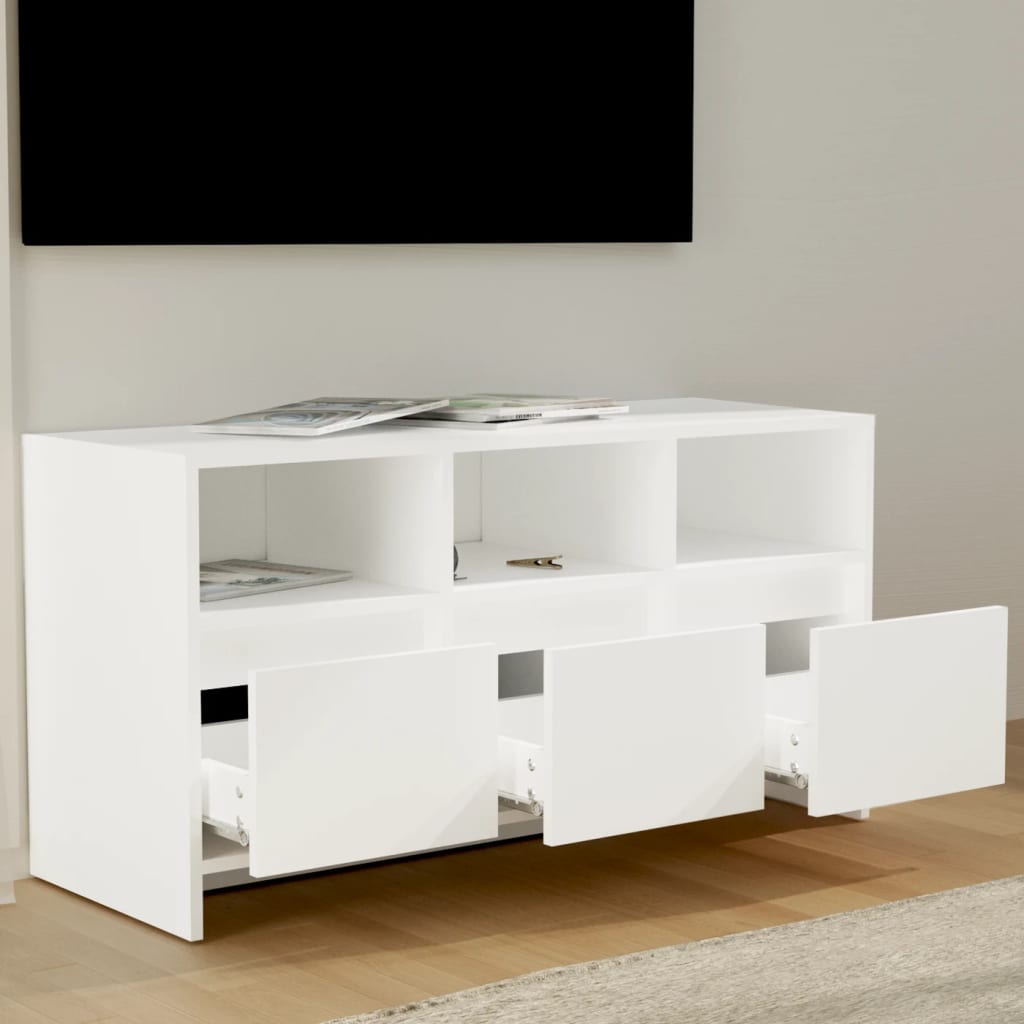 Comodă TV, alb, 102x37,5x52,5 cm, PAL Lando - Lando