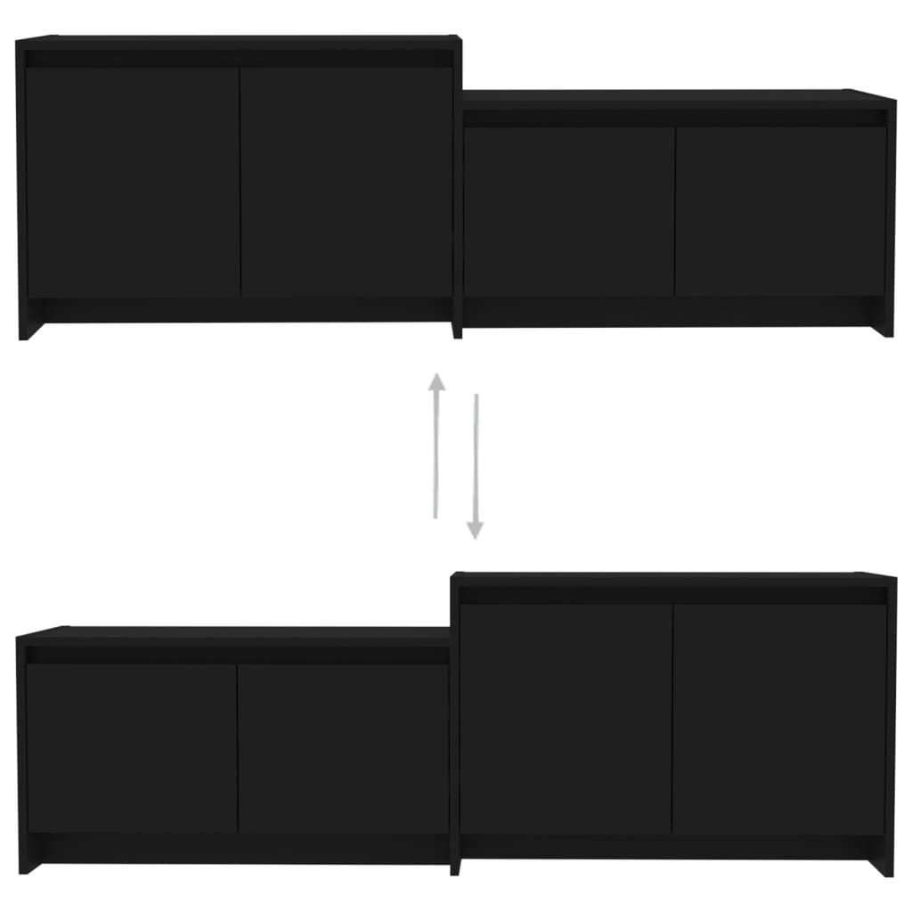 Comodă TV, negru, 146,5x35x50 cm, PAL Lando - Lando
