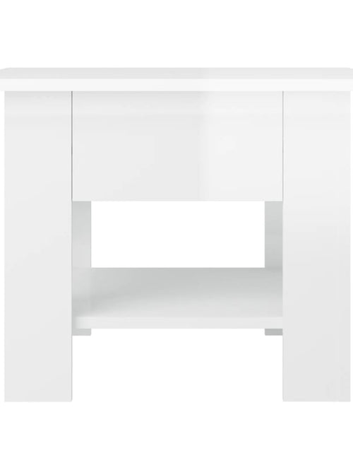 Încărcați imaginea în vizualizatorul Galerie, Măsuță de cafea, alb extralucios, 55x55x42 cm, lemn prelucrat - Lando
