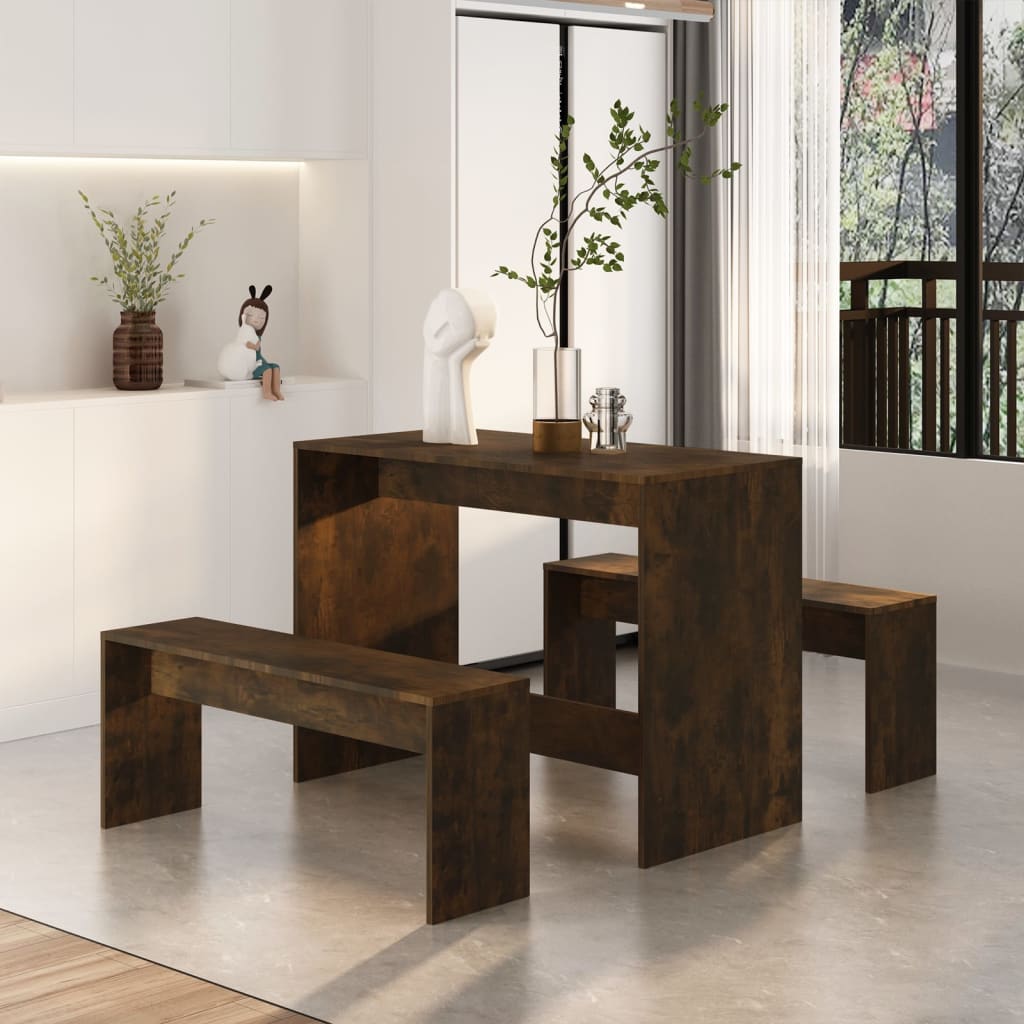 Set mobilier de bucătărie, 3 piese, stejar afumat, PAL - Lando