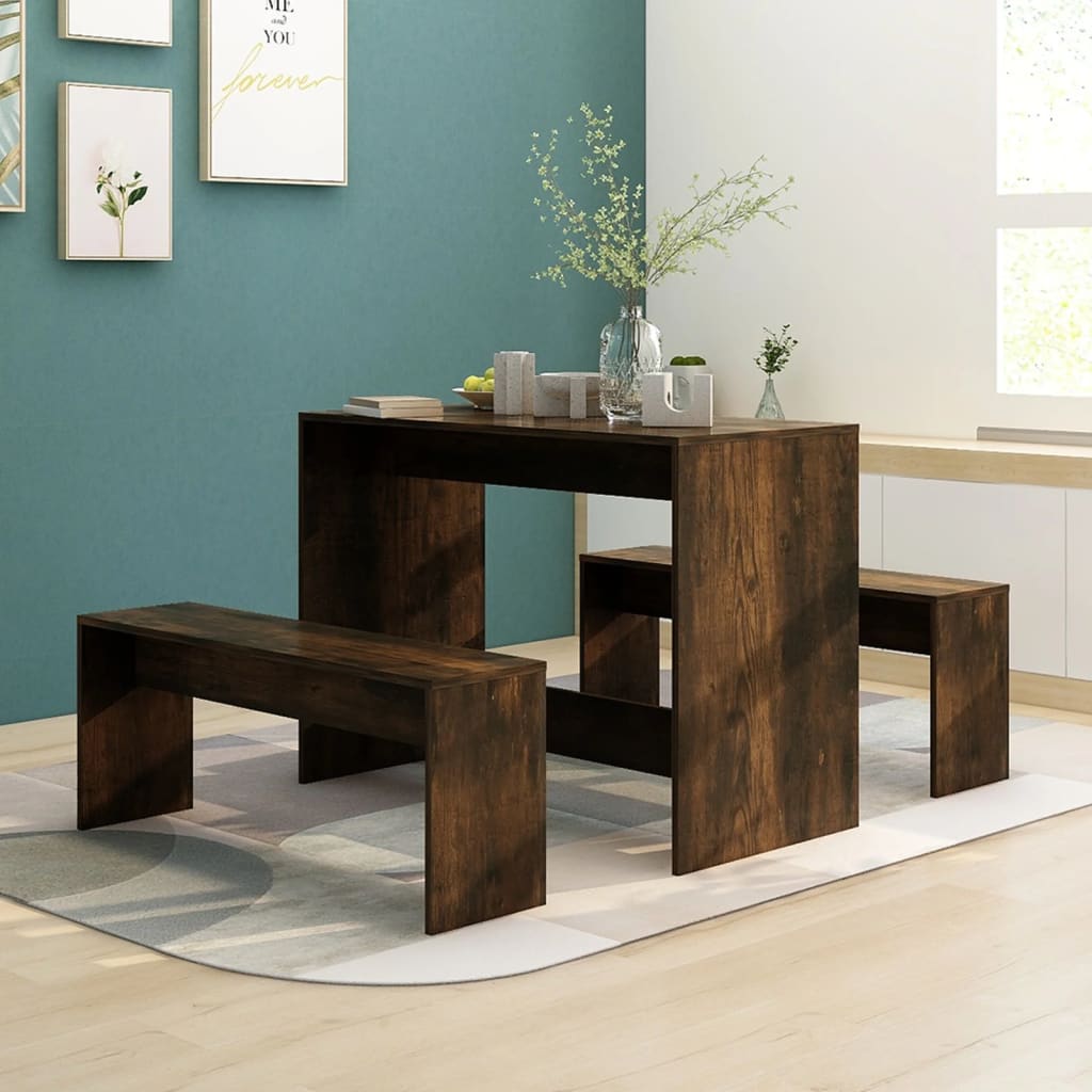 Set mobilier de bucătărie, 3 piese, stejar afumat, PAL - Lando