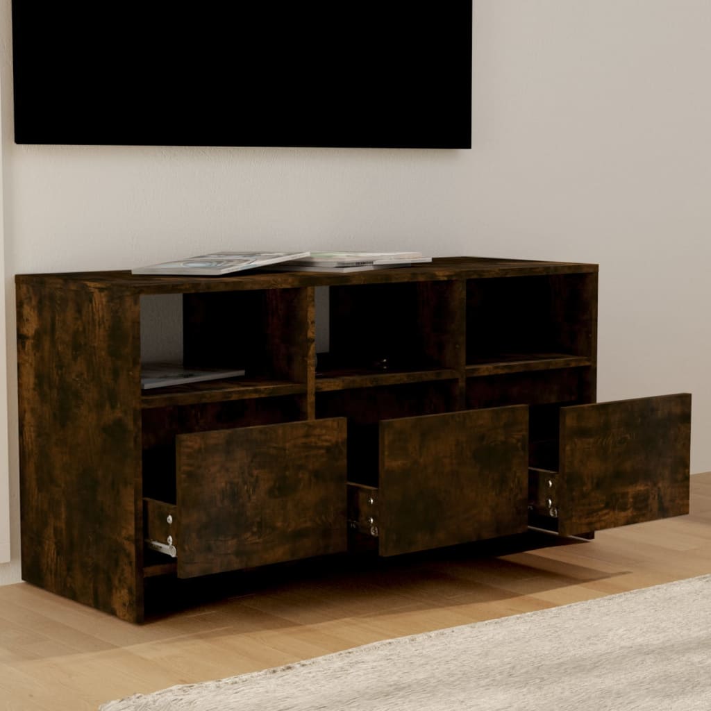 Comodă TV, stejar fumuriu, 102x37,5x52,5 cm, lemn prelucrat Lando - Lando