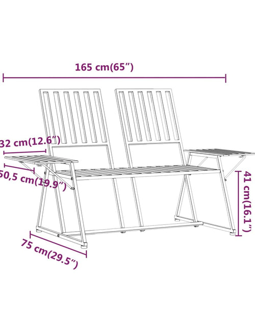 Încărcați imaginea în vizualizatorul Galerie, Bancă de grădină cu 2 locuri, negru, 165 cm, oțel - Lando
