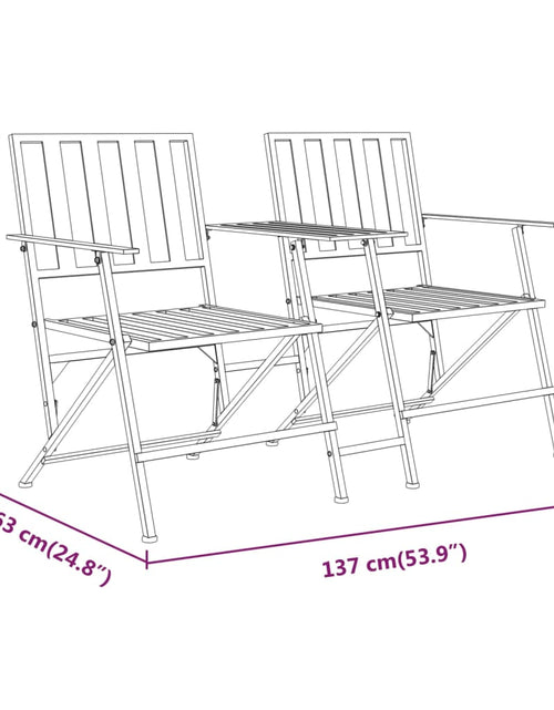 Încărcați imaginea în vizualizatorul Galerie, Bancă de grădină pliabilă cu 2 locuri, negru, 137 cm, oțel - Lando
