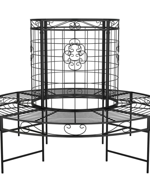 Загрузите изображение в средство просмотра галереи, Bancă circulară de copac, negru, Ø137 cm, oțel - Lando
