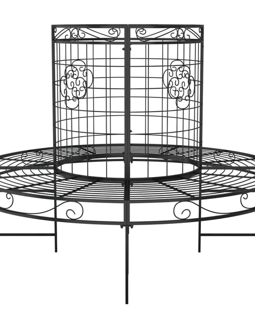 Încărcați imaginea în vizualizatorul Galerie, Bancă circulară de copac, negru, Ø137 cm, oțel - Lando
