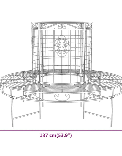 Încărcați imaginea în vizualizatorul Galerie, Bancă circulară de copac, negru, Ø137 cm, oțel - Lando
