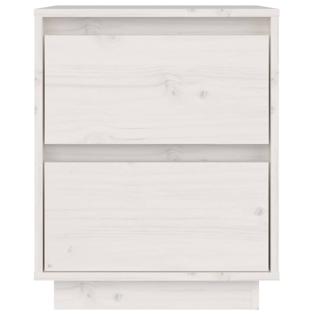 Noptiere, 2 buc., alb, 40x35x50 cm, lemn masiv de pin - Lando