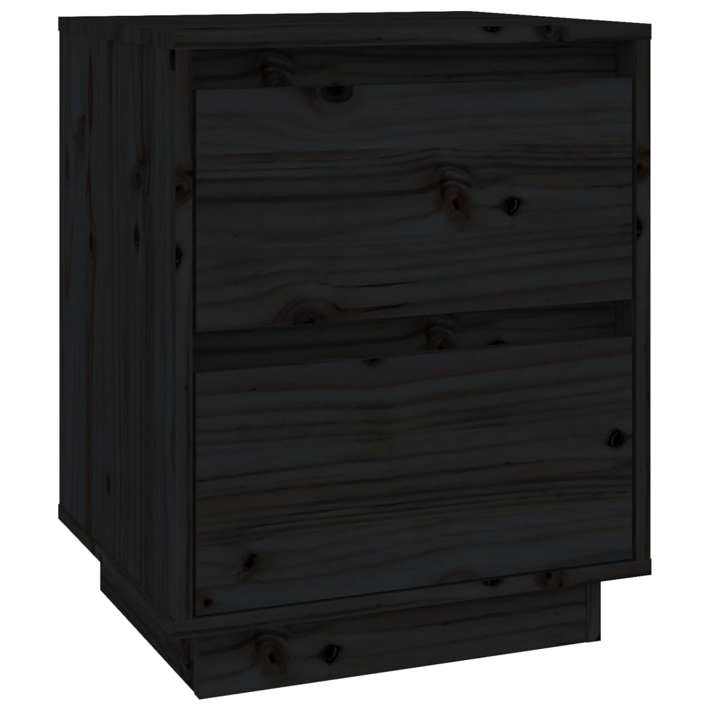 Noptieră, negru, 40x35x50 cm, lemn masiv de pin - Lando