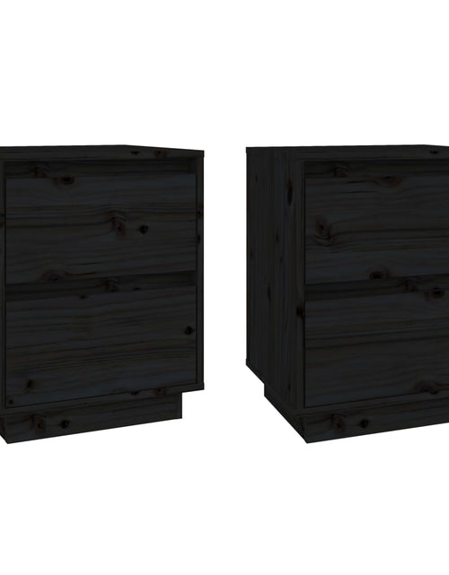Încărcați imaginea în vizualizatorul Galerie, Noptiere, 2 buc., negru, 40x35x50 cm, lemn masiv de pin - Lando
