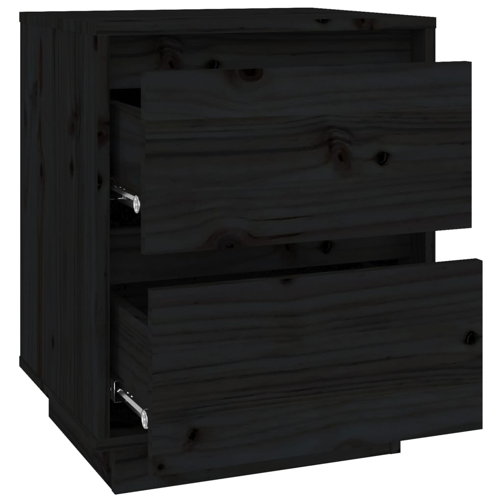 Noptiere, 2 buc., negru, 40x35x50 cm, lemn masiv de pin - Lando