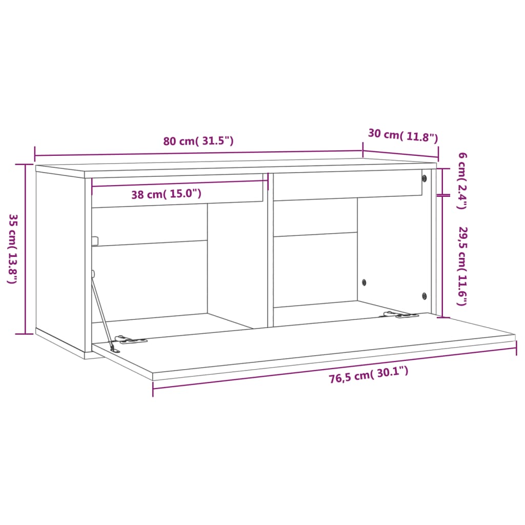 Dulap de perete, alb, 80x30x35 cm, lemn masiv de pin Lando - Lando