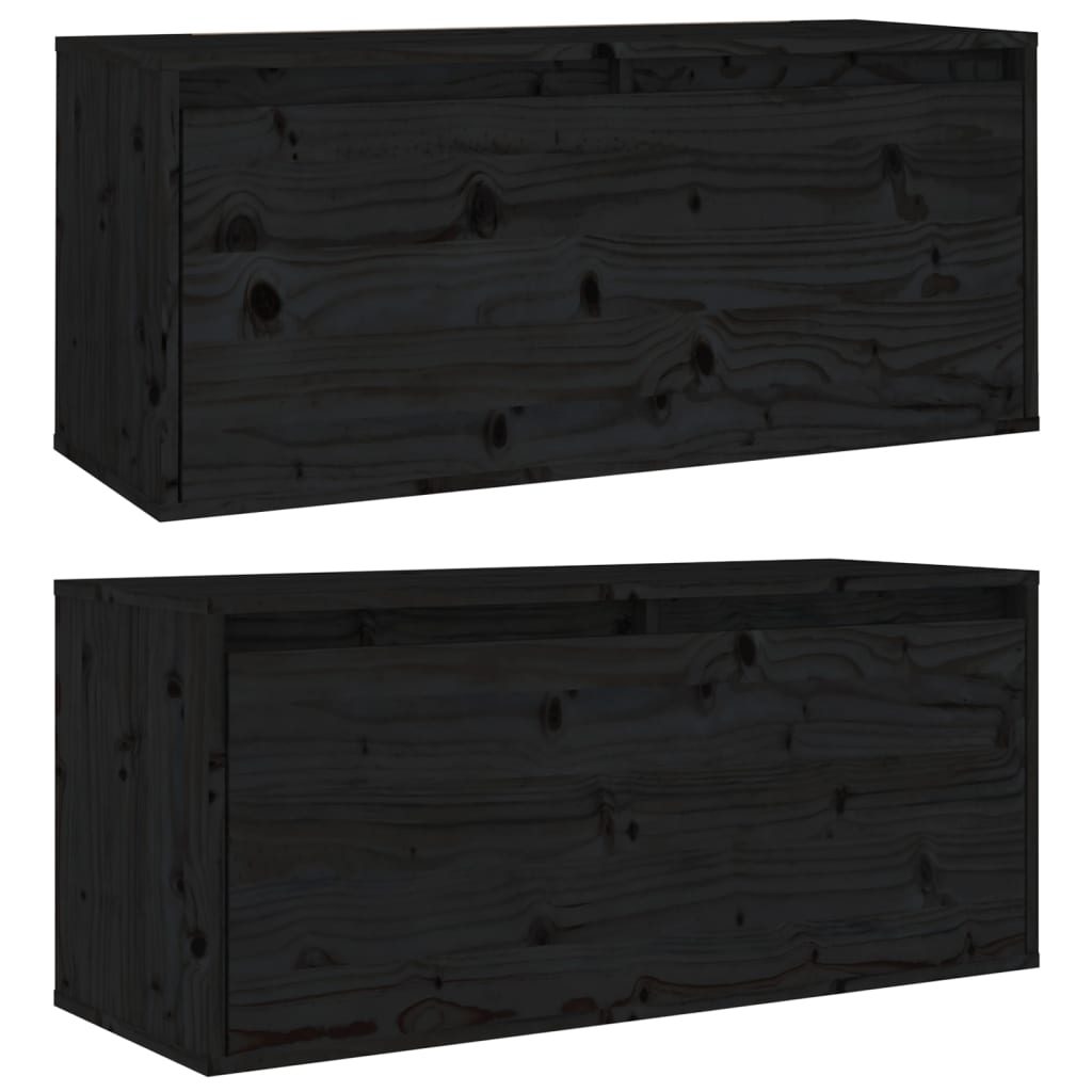 Dulapuri de perete 2 buc. negru 80x30x35 cm lemn masiv de pin Lando - Lando
