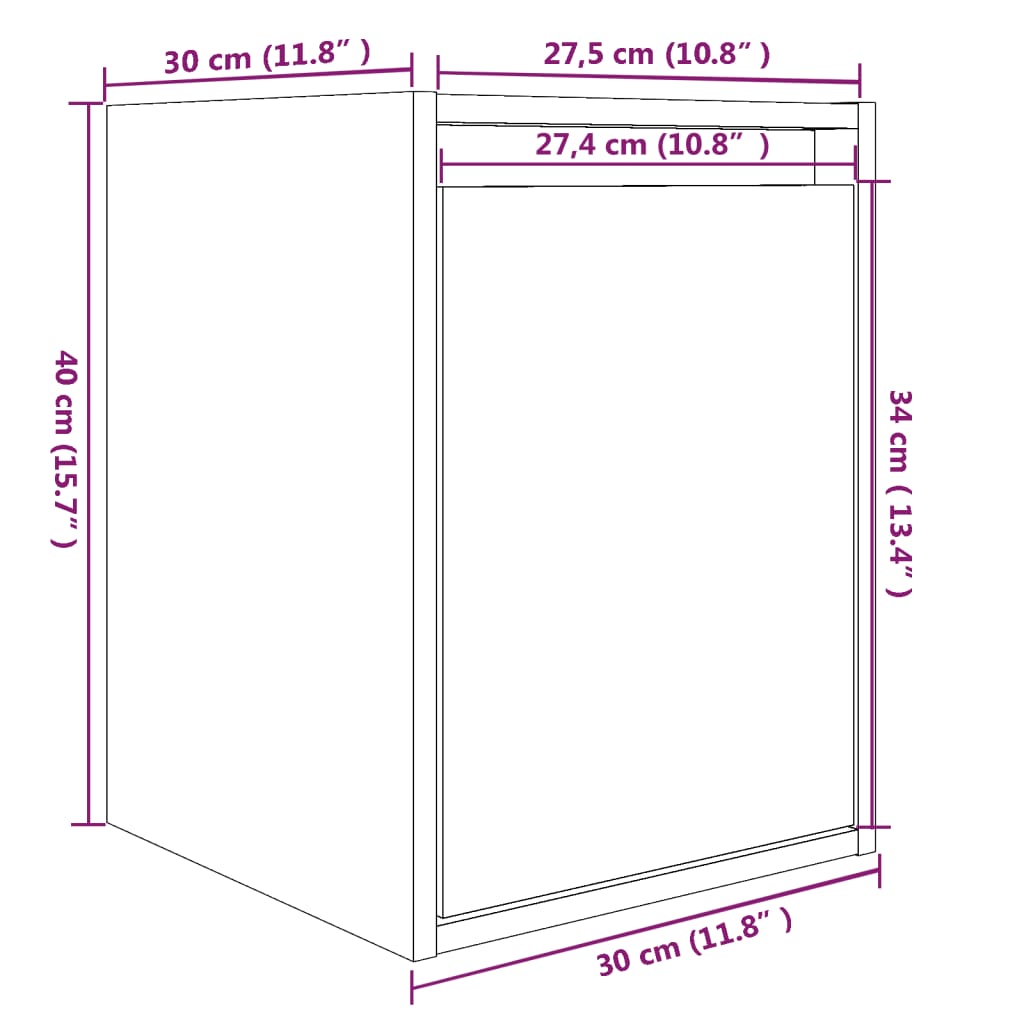 Dulap de perete, alb, 30x30x40 cm, lemn masiv de pin Lando - Lando