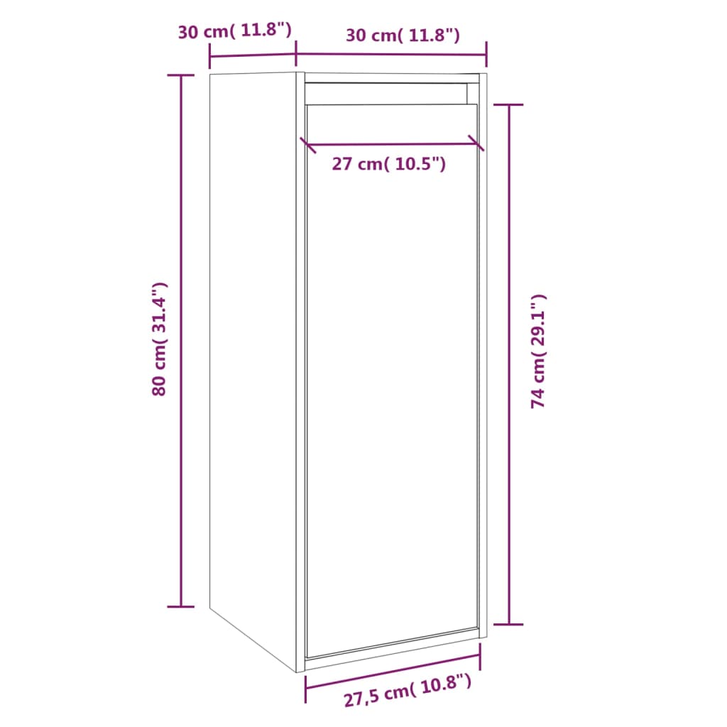 Dulapuri de perete, 2 buc., gri, 30x30x80 cm, lemn masiv de pin Lando - Lando