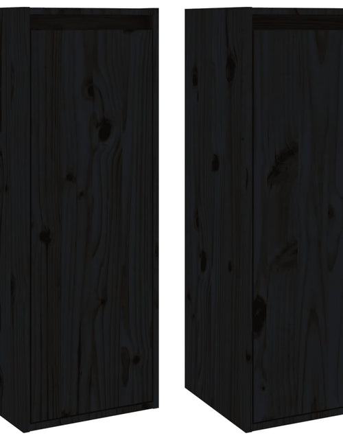 Загрузите изображение в средство просмотра галереи, Dulapuri de perete 2 buc. negru 30x30x80 cm lemn masiv de pin Lando - Lando
