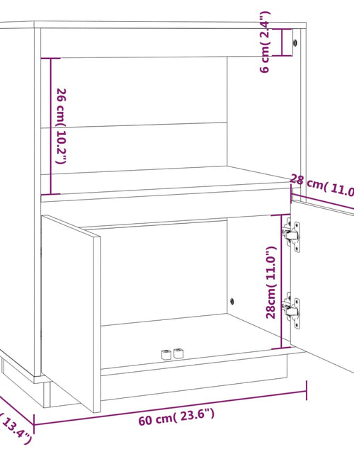 Загрузите изображение в средство просмотра галереи, Servantă, gri, 60x34x75 cm, lemn masiv de pin - Lando
