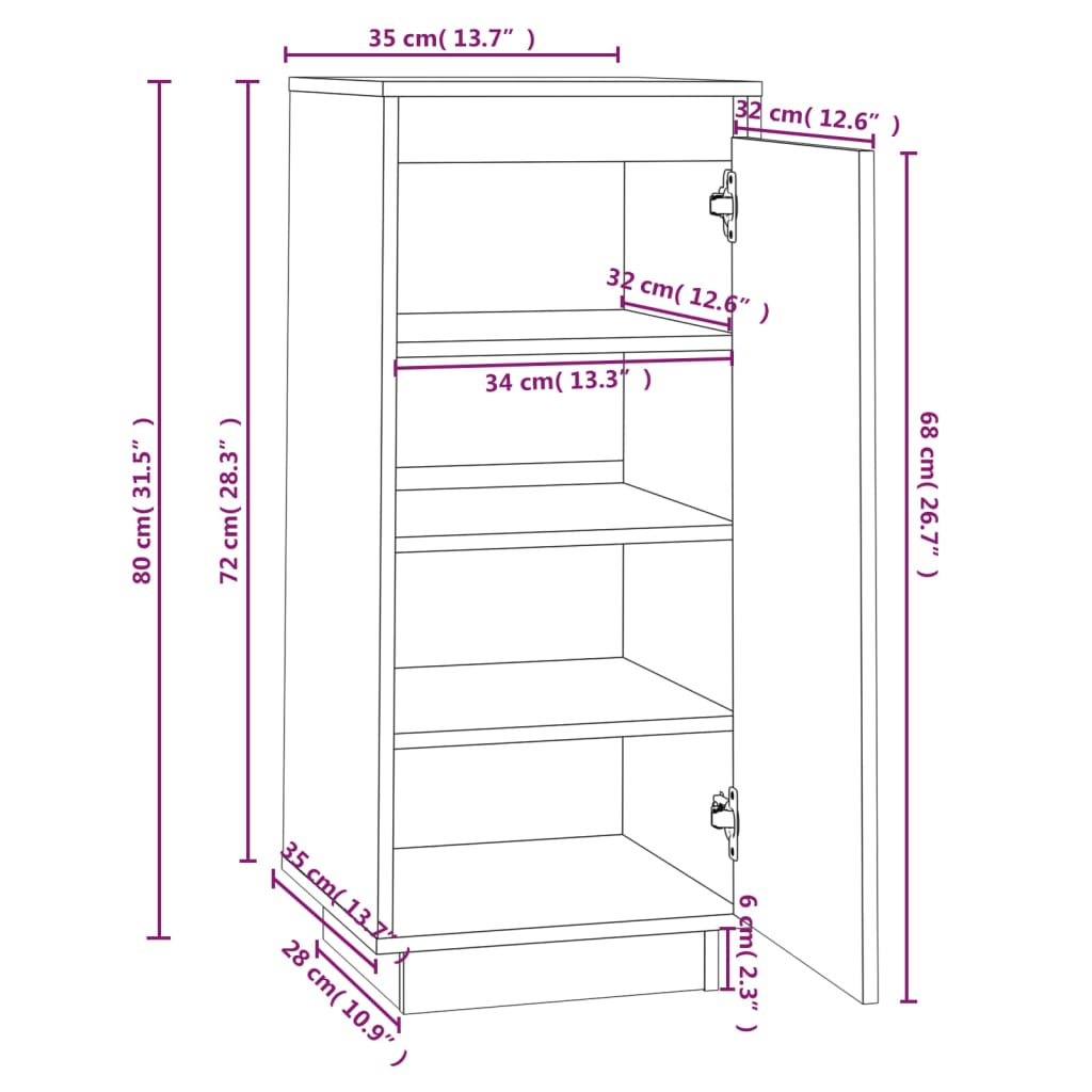 Pantofar, alb, 35x35x80 cm, lemn masiv de pin Lando - Lando