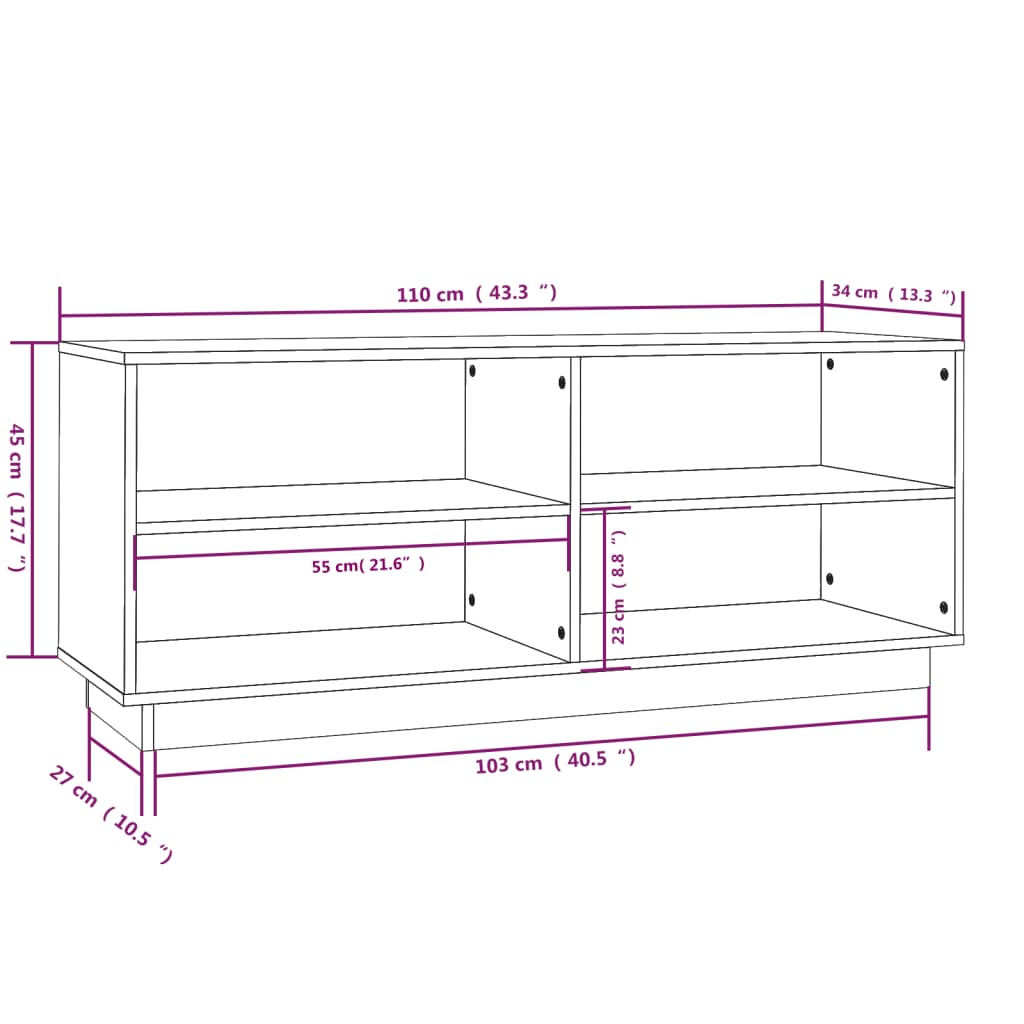 Pantofar, gri, 110x34x45 cm, lemn masiv de pin - Lando