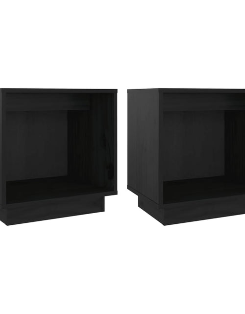 Încărcați imaginea în vizualizatorul Galerie, Noptiere, 2 buc., negru, 40x30x40 cm, lemn masiv de pin - Lando
