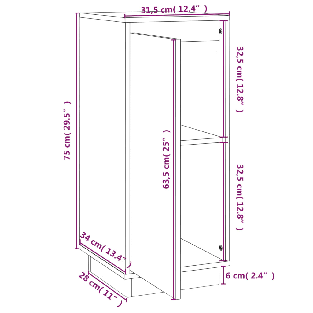 Servante, 2 buc., 31,5x34x75 cm, lemn masiv de pin Lando - Lando