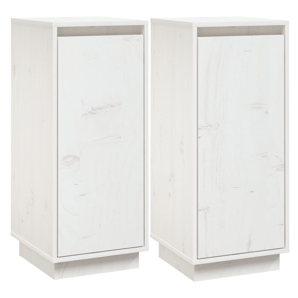 Servante, 2 buc., alb, 31,5x34x75 cm, lemn masiv de pin - Lando