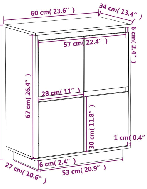 Încărcați imaginea în vizualizatorul Galerie, Servantă, 60x34x75 cm, lemn masiv de pin - Lando
