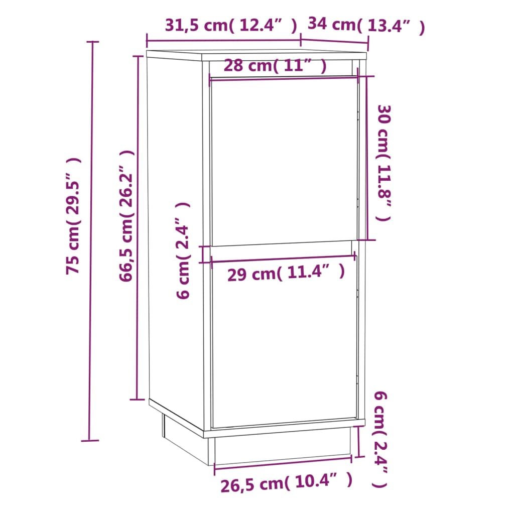 Servante, 2 buc., maro miere, 31,5x34x75 cm, lemn masiv pin Lando - Lando