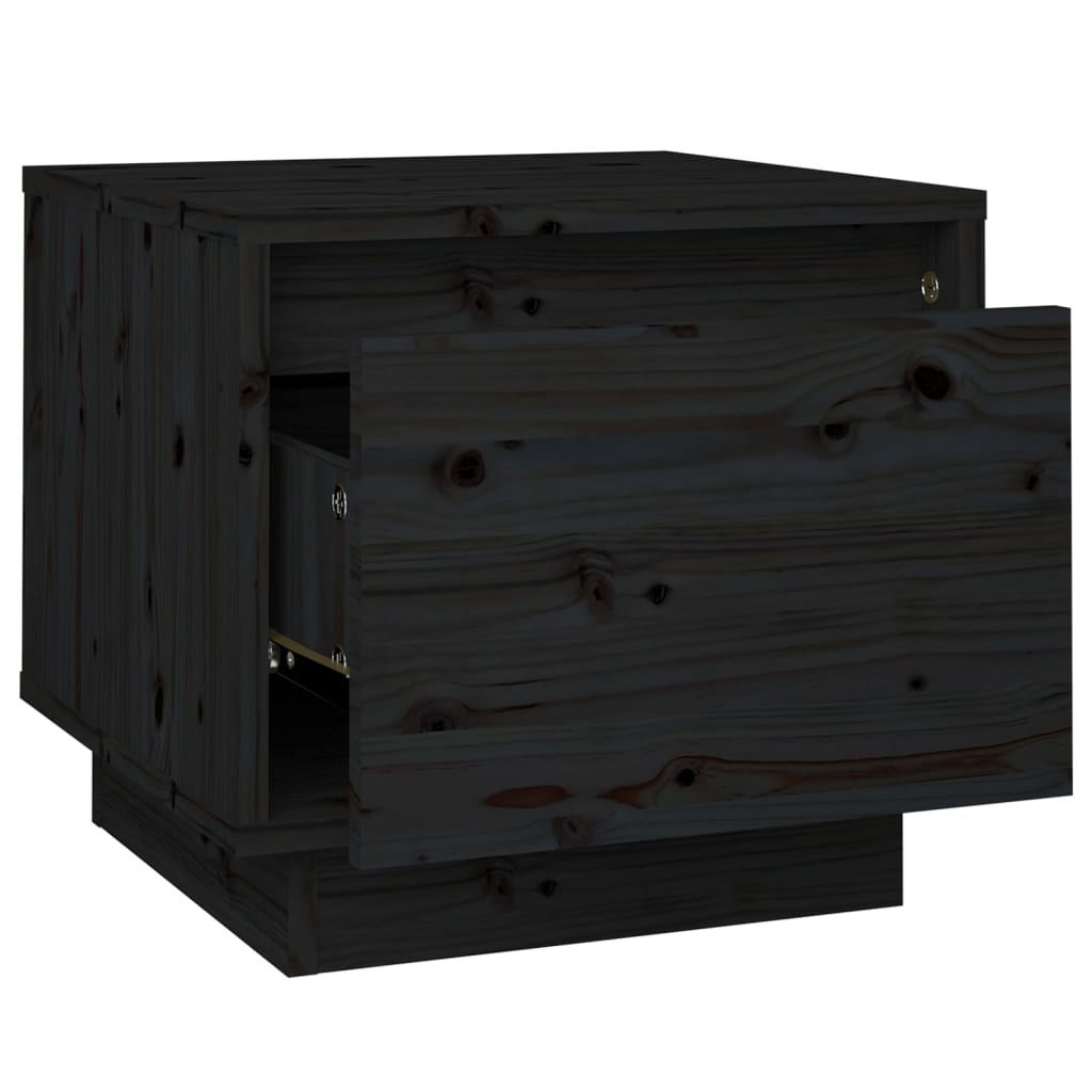 Noptiere, 2 buc., negru, 35x34x32 cm, lemn masiv de pin - Lando