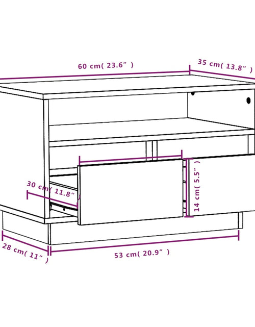 Încărcați imaginea în vizualizatorul Galerie, Comodă TV, maro miere, 60x35x37 cm, lemn masiv de pin Lando - Lando
