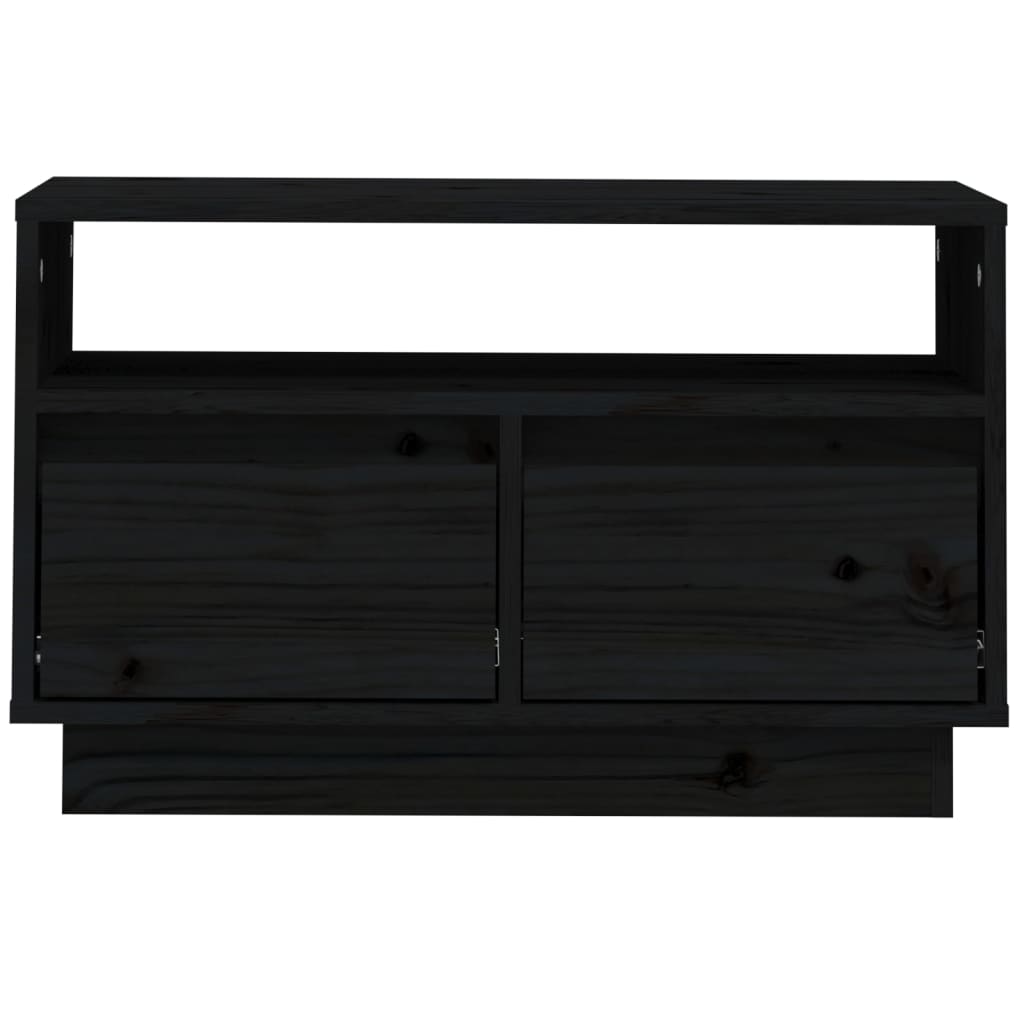 Comodă TV, negru, 60x35x37 cm, lemn masiv de pin Lando - Lando