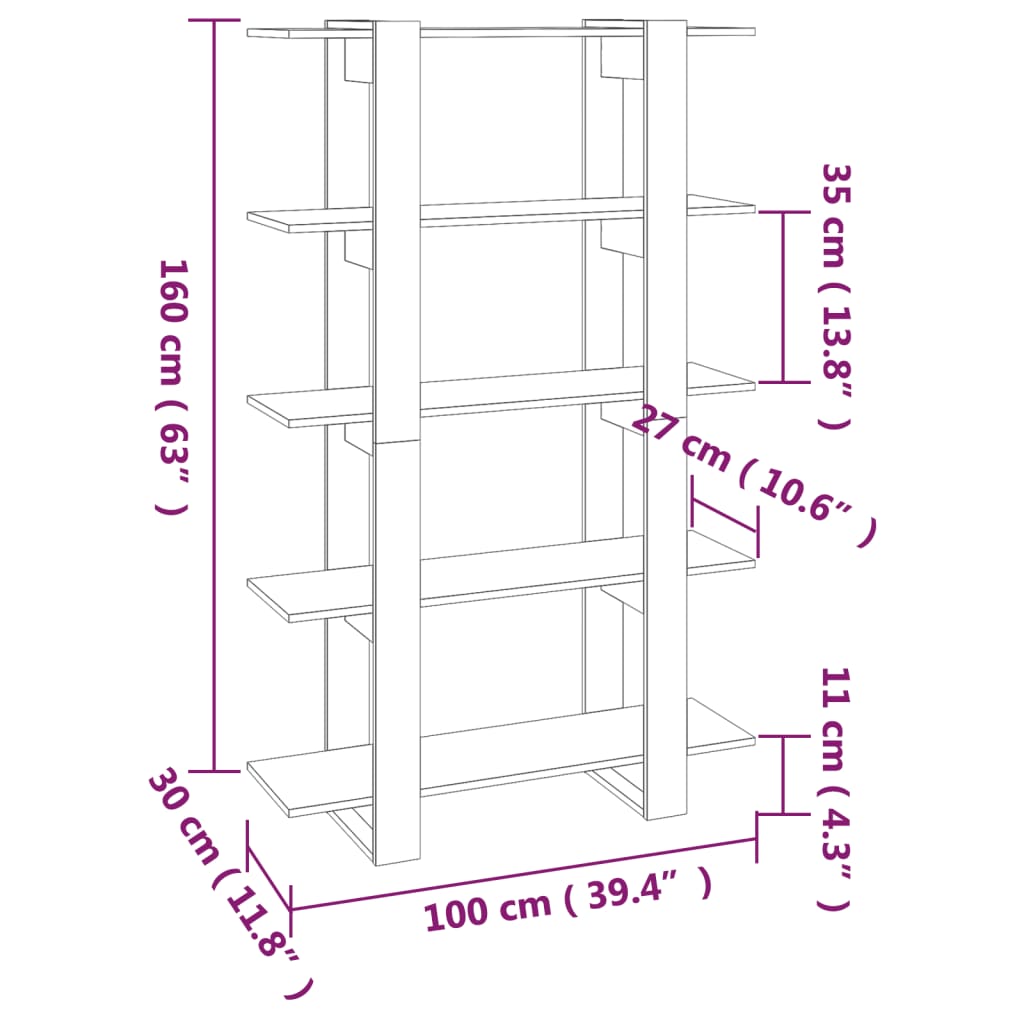 Bibliotecă/Separator cameră, alb, 100x30x160 cm Lando - Lando