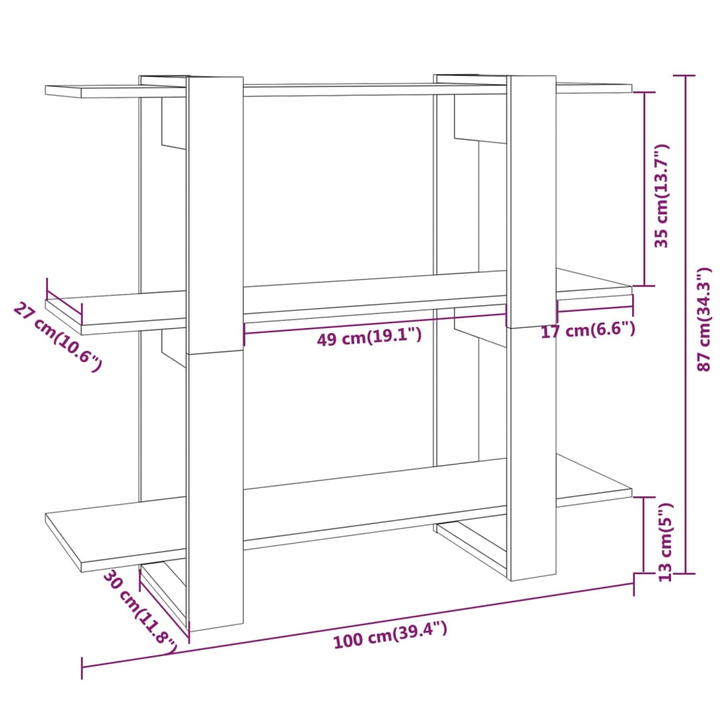 Bibliotecă/Separator cameră, stejar sonoma, 100x30x87 cm Lando - Lando