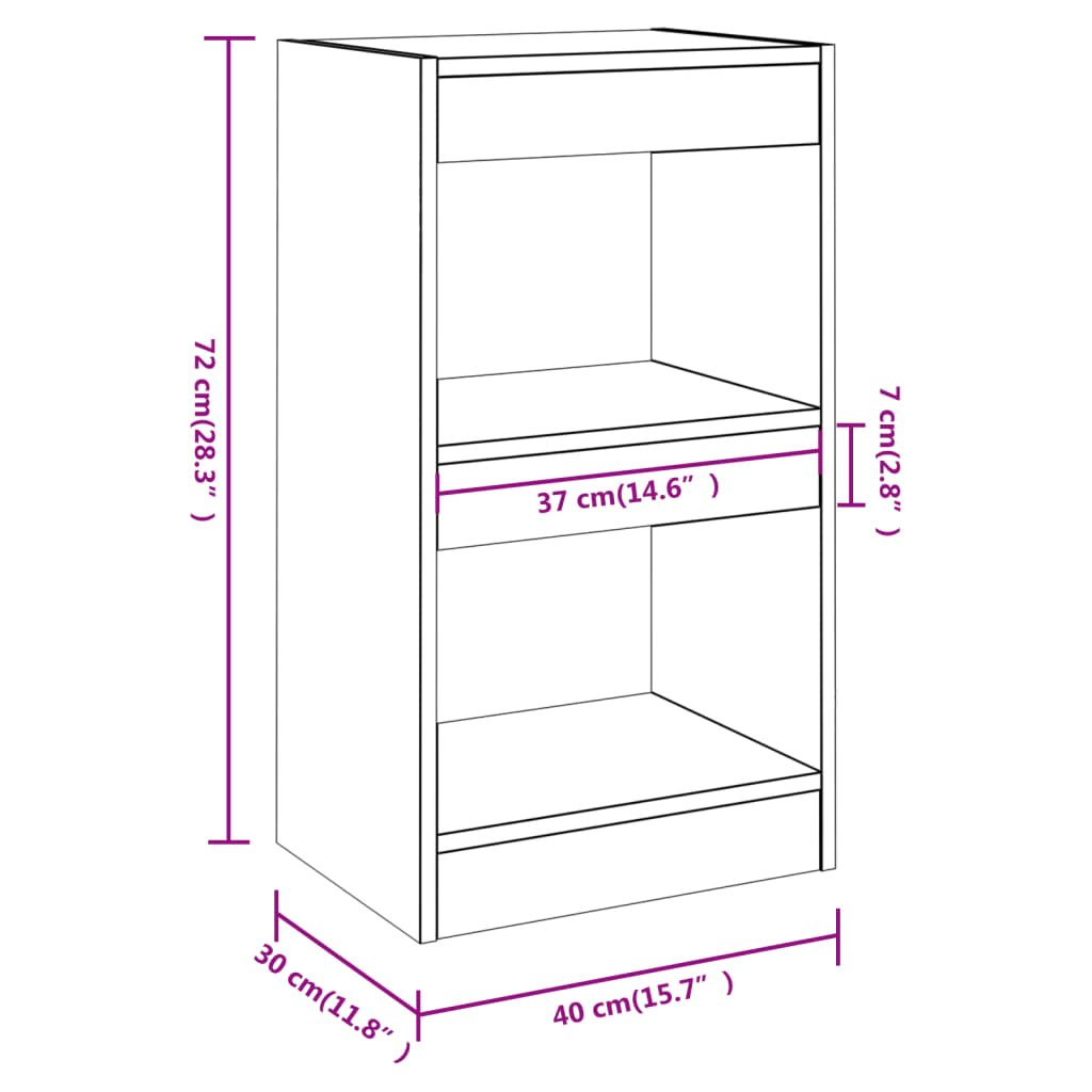 Bibliotecă/Separator cameră, gri beton, 40x30x72 cm Lando - Lando