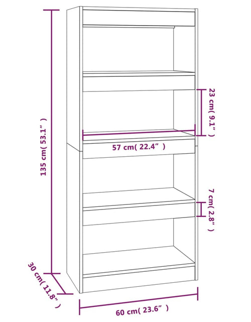 Încărcați imaginea în vizualizatorul Galerie, Bibliotecă/Separator stejar sonoma 60x30x135 cm lemn prelucrat Lando - Lando
