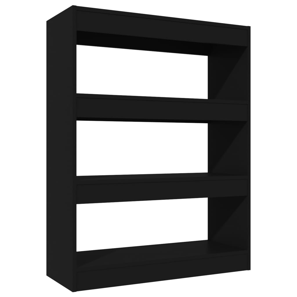 Bibliotecă/Separator cameră, negru, 80x30x103 cm, lemn compozit Lando - Lando