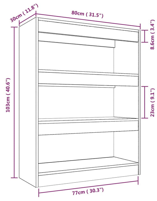 Încărcați imaginea în vizualizatorul Galerie, Bibliotecă/Separator cameră alb extralucios 80x30x103 cm lemn Lando - Lando
