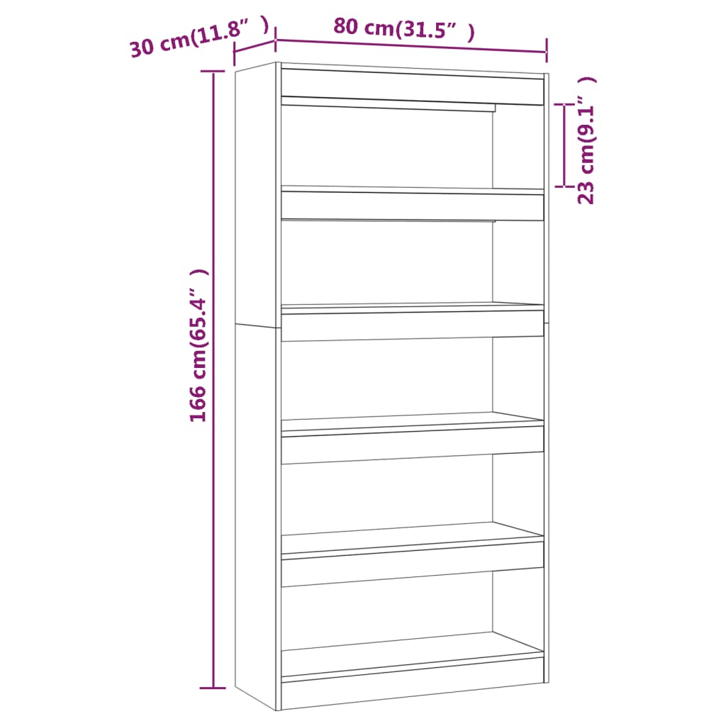 Bibliotecă/Separator cameră, stejar Sonoma, 80x30x166 cm, PAL Lando - Lando