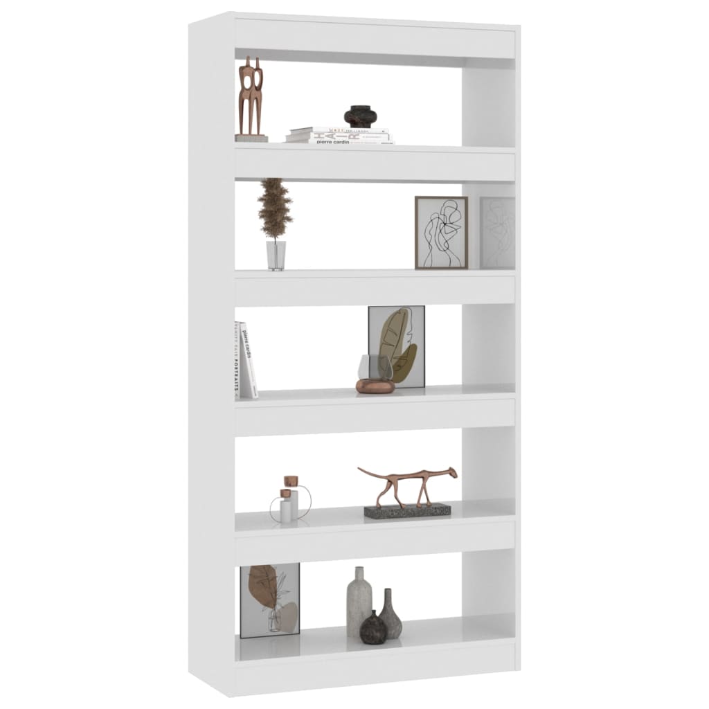 Bibliotecă/Separator cameră, alb lucios, 80x30x166 cm, PAL Lando - Lando