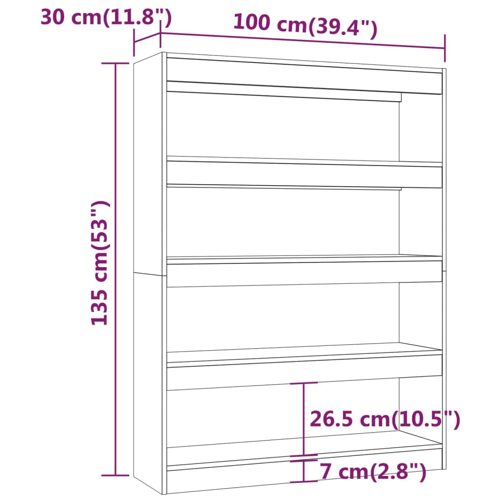 Bibliotecă/Separator cameră, alb, 100x30x135 cm Lando - Lando