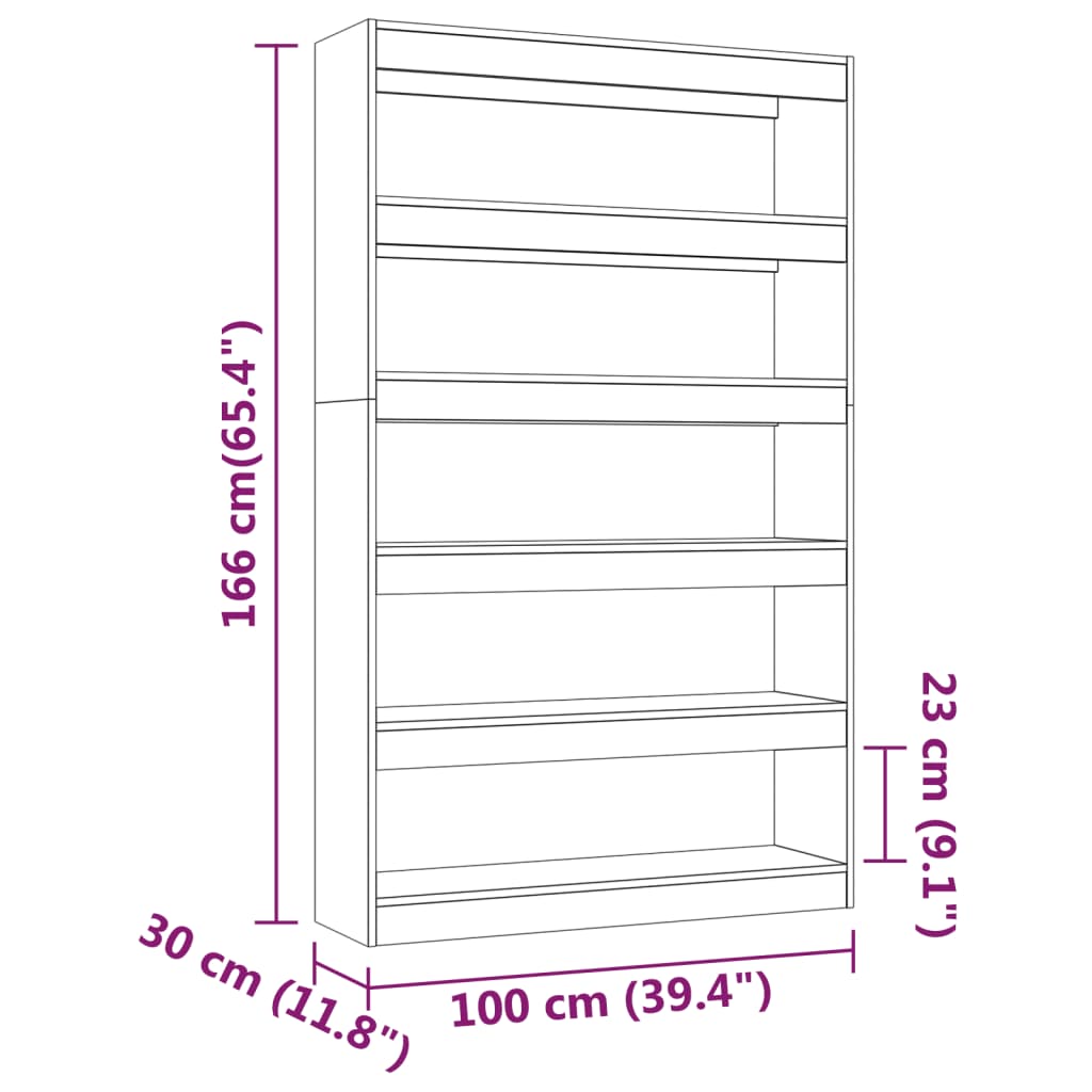 Bibliotecă/Separator cameră, alb extralucios, 100x30x166 cm Lando - Lando