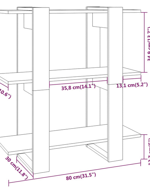 Загрузите изображение в средство просмотра галереи, Bibliotecă/Separator de cameră, stejar fumuriu, 80x30x87cm Lando - Lando
