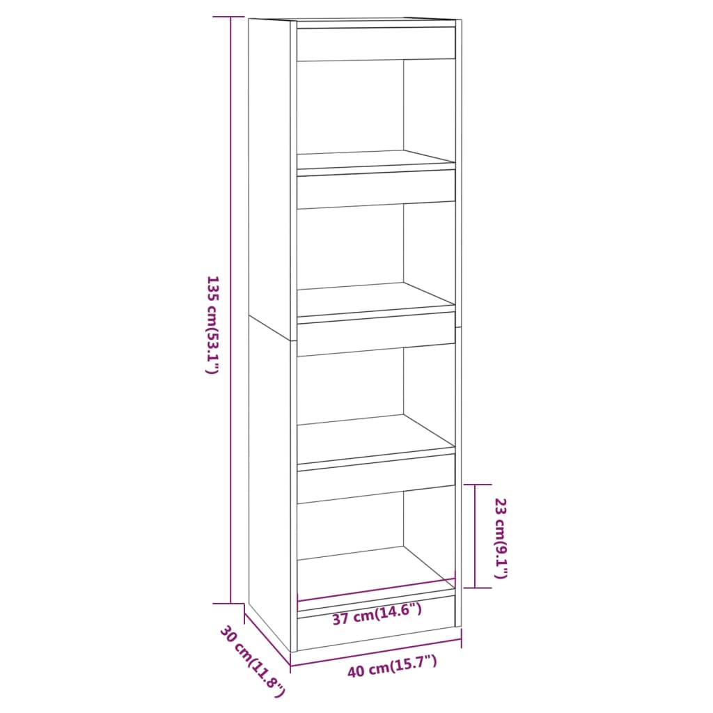 Bibliotecă/Separator cameră, gri sonoma, 40x30x135 cm Lando - Lando