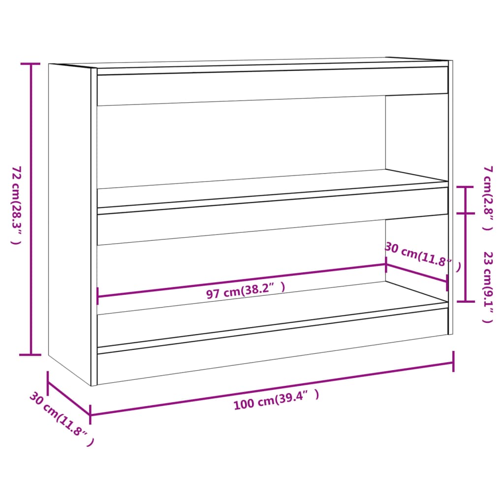 Bibliotecă/Separator cameră, stejar maro, 100x30x72 cm Lando - Lando