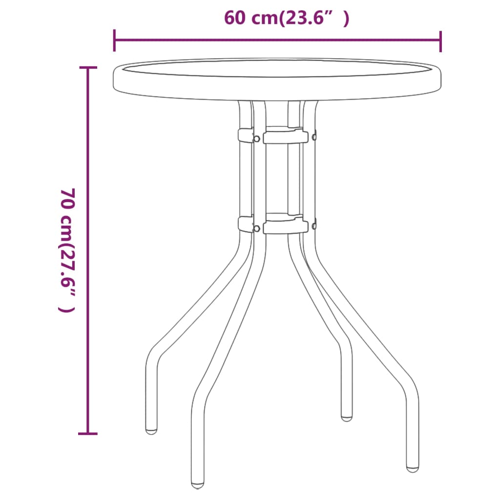 Set mobilier bistro de grădină, 3 piese, negru Lando - Lando