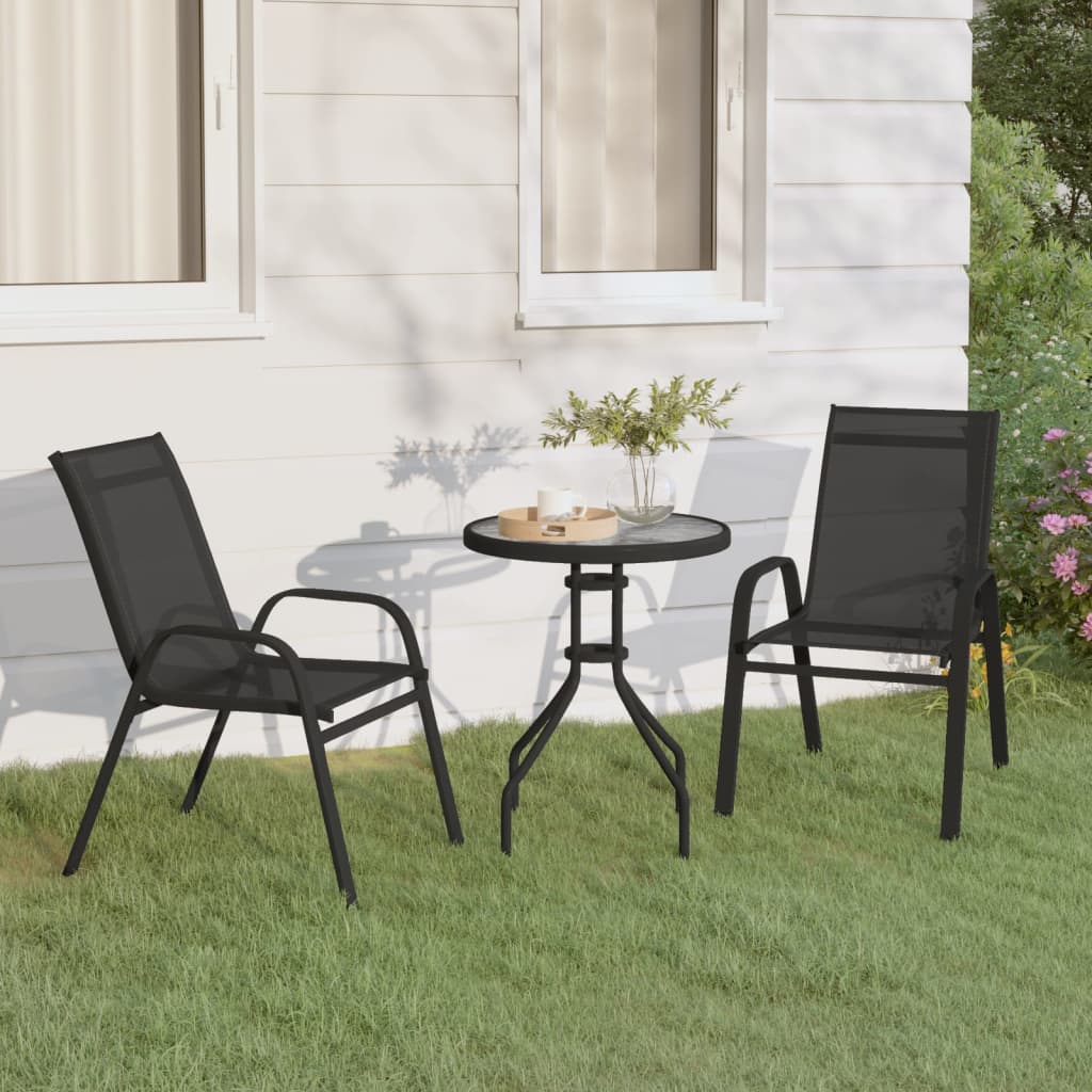 Set mobilier bistro de grădină, 3 piese, negru Lando - Lando