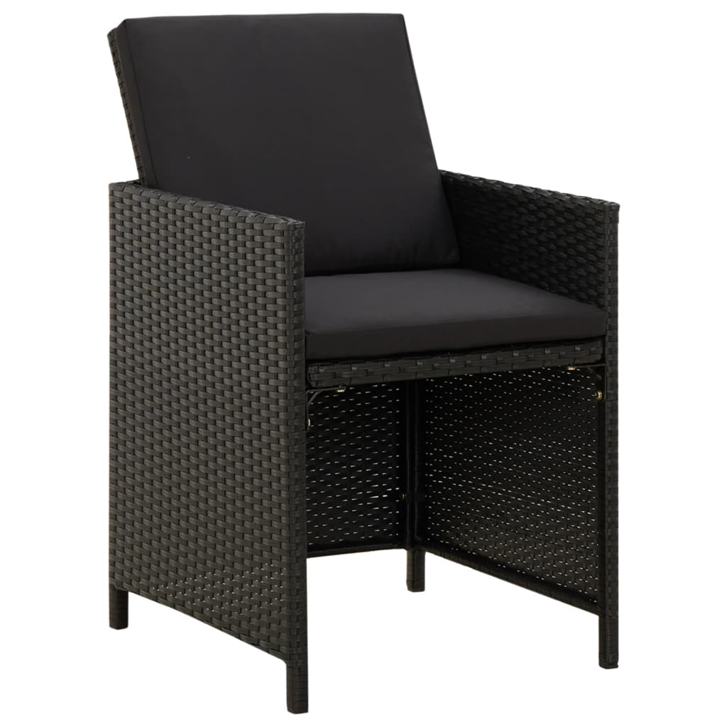 Set mobilier de grădină cu perne, 5 piese, negru, poliratan - Lando