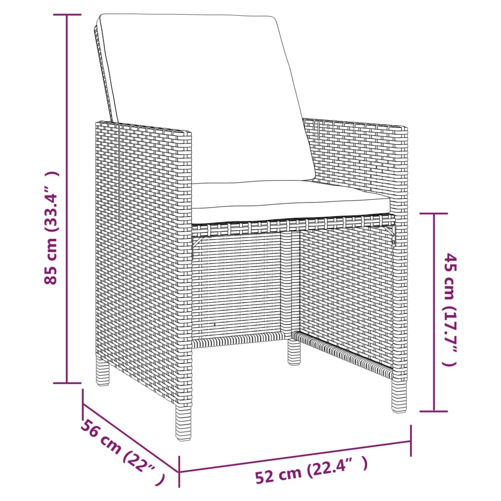 Set mobilier de grădină cu perne, 5 piese, negru, poliratan - Lando