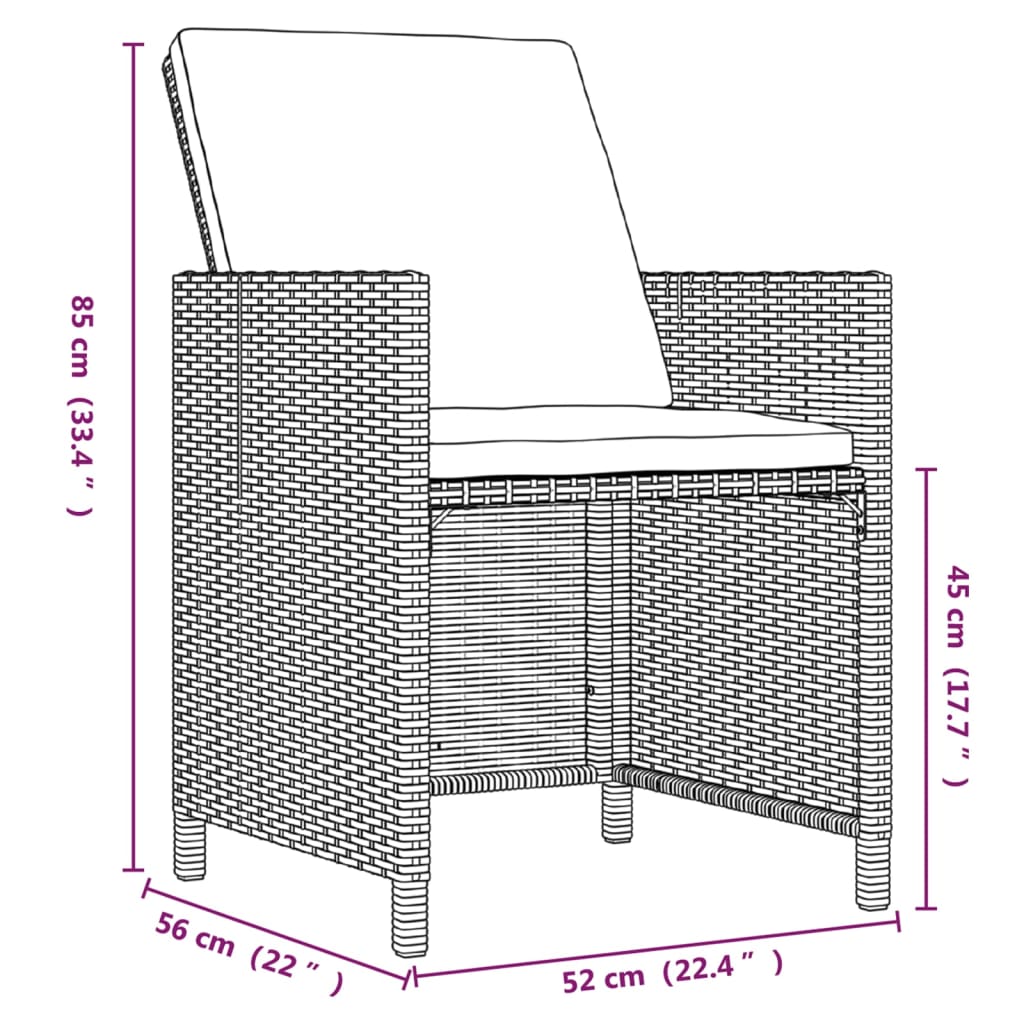 Set mobilier de grădină cu perne, 9 piese, maro, poliratan - Lando