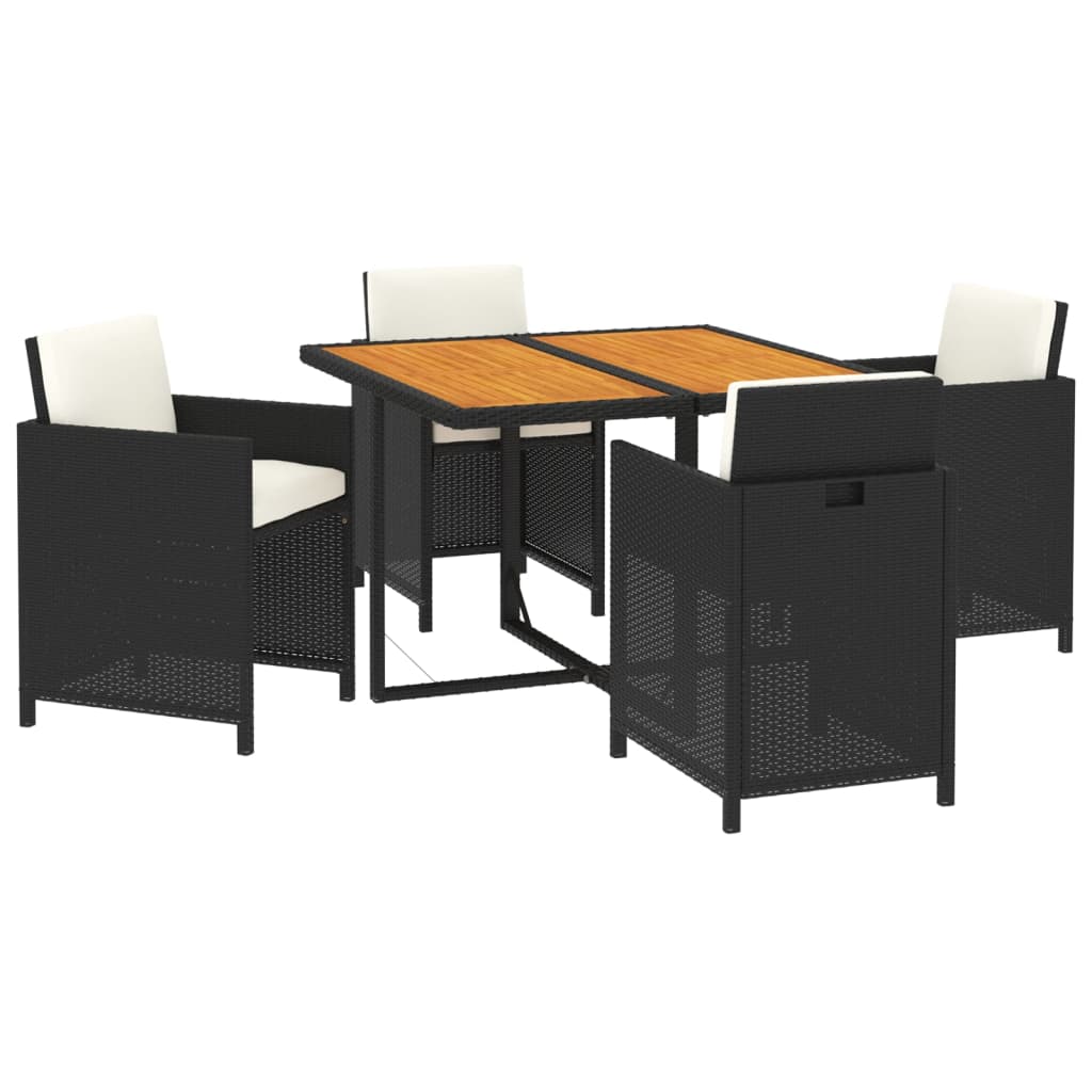 Set mobilier de grădină cu perne, 5 piese, negru, poliratan - Lando